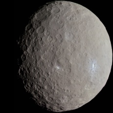 Ceres, in natural color, as seen by the Dawn spacecraft in 2015. (Credit: NASA via Wikipedia)